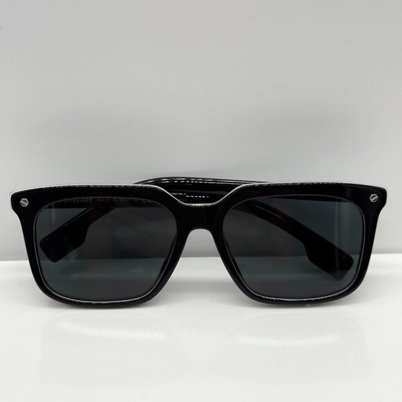 Burberry BE4337F 379887 56mm Black Square Sunglasses Dark Gray Lenses NOTE - Picture 1 of 11